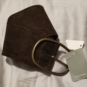 Dark brown soft suede belt